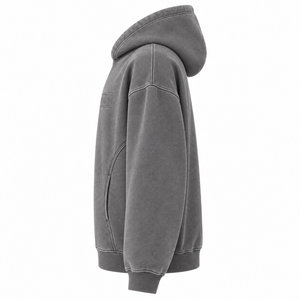 Custom Heavyweight Washed Stone <b>Grey</b> Oversized Hoodie Box <b>Frame</b> Embroidery Men Streetwear OEM Private Label Apparel Manufacturer - Product Image 4