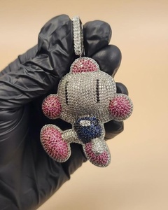 จี้เพชรโมอิสซาไนต์ VVS แบบกำหนดเอง รูปตัวการ์ตูน 3 มิติ เครื่องประดับฮิปฮอป ผ่านการทดสอบเพชร เครื่องประดับแฟชั่น จี้สองสี สำหรับผู้ชาย - Product Image 1