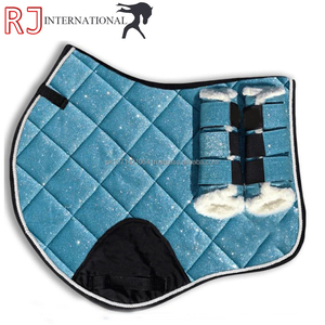 Tapis de selle matelassé scintillant style cristal pour cheval, avec coussinets d'étrier pour l'équitation - Product Image 1
