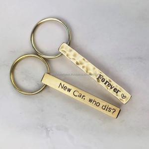Engraved Solid Brass <b>Bar</b> Keychain with Hammered Finish Personalized Custom Keyring Gift Handmade Solid Brass <b>Bar</b> Keychain - Product Image 1
