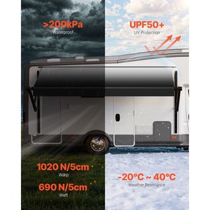 Kit Tenda da Sole Motorizzata Retrattile in Lega di Alluminio da 20FT con Sistema di Controllo Automatico, Adatta alla Maggior Parte dei Rimorchi e Camper - Product Image 3