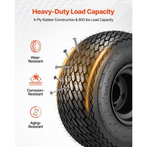 Roues de chariot de golf en acier noir de 8 pouces 18x8.50-8 Combo (lot de 4) en caoutchouc 4 plis pour Club Car EZGO Yamaha, ajustement parfait - Product Image 4