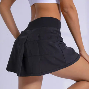 <b>Women's</b> Elastic Waist Pleated Tennis Skirt Solid Color Sporty Mini <b>Skort</b> Breathable Woven Fabric All Seasons - Product Image 1