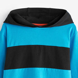 Sweat-shirt à capuche pour homme, couleur bleue, à blocs de couleurs, manches régulières, tricoté, pour l'automne - Product Image 4