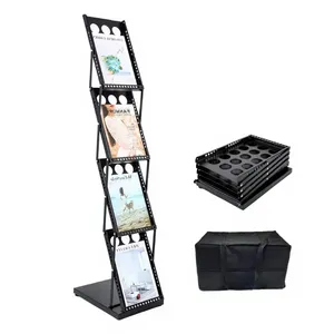 Zig Zag Magazine Stand, Literature Display Rack, <b>A4</b> Size, Tiered Design, Portable - Product Image 3