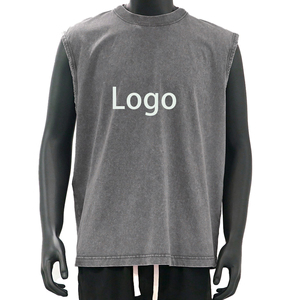 Camisetas sin mangas de algodón suave transpirable con cuello redondo retro y efecto lavado a la piedra para hombre, personalizables con logo. - Product Image 1