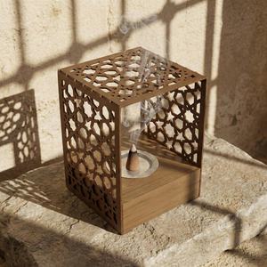 Wooden Bakhoor Burner Exquisite Arabic Style Bamboo <b>Incense</b> Burner Durable Religious Eco-Friendly for Charcoal - Product Image 1