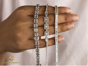 Pulsera de Eternidad con Diamantes Cultivados en Laboratorio, Corte Redondo, Engaste de Ilusión, Oro Sólido, Joyería Nupcial para Mujer, Regalo de Boda - Product Image 3