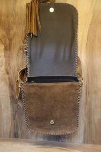 Bolso bandolera de cuero genuino, bolso de cuero estilo western, bolso de cuero con adornos florales, bolso de hombro de cuero hecho a mano, bolso con flecos estilo boho - Product Image 5