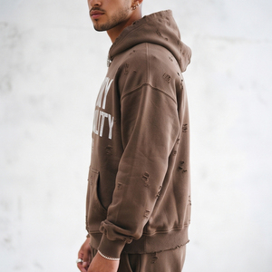 Ensemble de survêtement streetwear de qualité supérieure, effet vieilli, délavé à l'acide, coupe oversize, avec sweat à capuche et pantalon de survêtement baggy à jambe large - Product Image 3