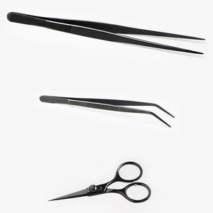 Ensemble d'outils de cuisine 3 pièces ultra-fins, pinces à pointe droite et ciseaux à pointe angulaire, acier inoxydable noir super tranchant, passe au lave-vaisselle et au four - Product Image 1
