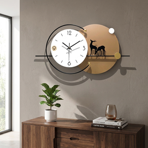Modern horizontal LED backlit metal wall <b>clock</b> with abstract circular geometric <b>art</b>, available at wholesale prices. - Product Image 6