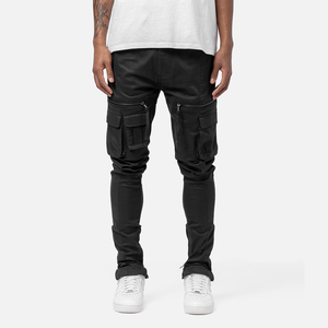 Men High Stretch Skinny Cargo Pants Multi Pocket Solid Color Casual Work Outdoor <b>Jogger</b> Trousers <b>Slim</b> Fit OEM Service - Product Image 2