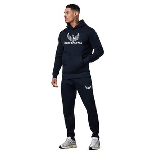 Ensemble de survêtement décontracté pour homme en molleton bleu marine avec capuche, tenue de sport d'hiver, streetwear - Product Image 1