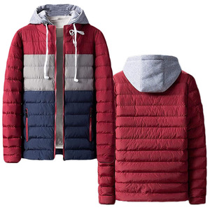 Chaqueta Acolchada con Capucha para Hombre, Diseño Color Block, Cálida para Invierno, Gruesa, de Poliéster, con Cierre de Cremallera, Ropa Exterior Informal - Product Image 4