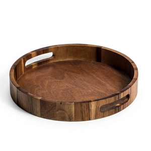 Bandeja Redonda de Madera Hecha a Mano al por Mayor, Personalizada OEM ODM, Organizador de Mesa de Café, Plato Decorativo de Madera DECORYUG - Product Image 1