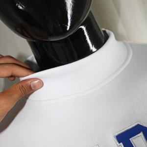 WHITE Mock <b>Neck</b> Sweatshirt BLUE Applique Embroidery wide <b>neck</b> Sweatshirt URBAN PRODUCTIONS - Product Image 6
