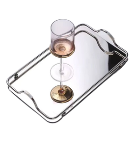 Most Selling Decorative Perfume <b>Mirrored</b> Storage Vanity Tray Rounded Modern Luxury Metal Frame Vanity Tray - Product Image 2