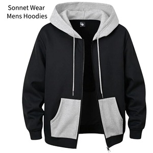 Sweat à capuche zippé pour homme, manches longues, poches, 100% coton, imprimé numérique, collection printemps - Product Image 4
