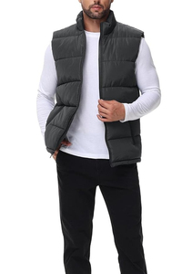 High Quality <b>Men</b> Winter <b>Warm</b> Thin Sleeveless Button Design Solid Puffer Vest <b>Jacket</b> Waterproof Breathable Eco-Friendly Casual - Product Image 6