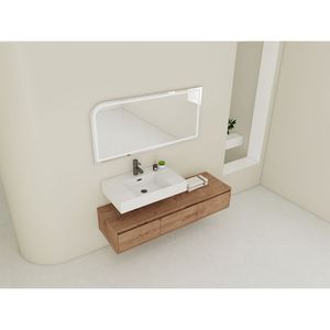60-Inch <b>Wall</b> Mounted Bathroom Vanity with Resin Sink Soft-Close Drawer <b>Float</b> Mounting Design - Product Image 3