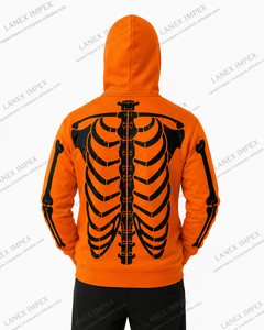 Men Halloween Skeleton Hoodie Full <b>Zip</b> Skull Bone Print Jacket Gothic Punk Streetwear Sweatshirt Custom Graphic Printed Fashion - Product Image 4