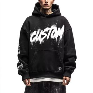 เสื้อฮู้ดดี้คุณภาพสูง 450gsm ผ้าฝ้ายฟลีซหนานุ่ม ทรงหลวม ไหล่ตก มีเชือกผูก ระบายอากาศได้ดี เหมาะสำหรับฤดูหนาว ทรงปกติ สำหรับผู้ชาย - Product Image 6