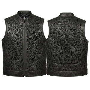 Chaleco de Motociclista para Hombre, Negro, 100% Modal, con Patrón Acolchado de Diamantes en Relieve, Cierre de Cremallera, Cuello Alto, Ropa de Abrigo para Otoño - Product Image 1