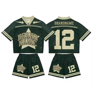 Ensemble personnalisé pour homme, été, deux pièces, chemise à col en V et short à cordon de serrage, léger, 100% polyester, séchage rapide, maillot de football américain - Product Image 6
