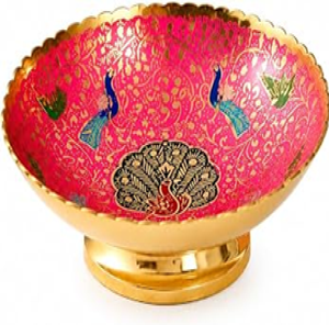 ชามทองเหลืองมีนาคารีลายสวยงาม ประดับด้วยลายเถาวัลย์ดอกไม้หลากสี มีจำหน่ายในราคาขายส่ง - Product Image 2
