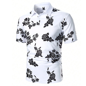 Camisetas Polo Personalizadas |   Estampado Floral de Rosas Blancas y Negras para Sublimación |   Tejido Transpirable, Antihumedad y Antiarrugas - Product Image 1