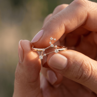 Bague Astrologique Léo de Luxe, Diamant DEF VVS, Bijou en Or, Signe du Feu Juillet-Août, Cadeau de Manifestation de Puissance pour les Pionnières de la Mode