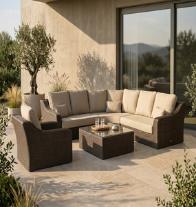 ชุดโซฟาสำหรับลานกลางแจ้ง ดีไซน์ทันสมัย ทนทาน นั่งสบาย ผลิตจากหวาย เหมาะสำหรับการพักผ่อน จัดงานเลี้ยง และไลฟ์สไตล์กลางแจ้ง - Product Image 2