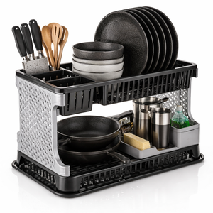 Smart Space-Saving Dish <b>Drying</b> <b>Rack</b> – Stylish 2 Tier Kitchen Organizer with Detachable Accessories - Product Image 1