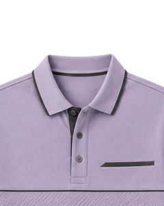 Camiseta Polo Personalizada para Hombre en Lavanda y Negro, Manga Corta, Casual, para Golf, Transpirable, Verano, Poliéster Premium - Product Image 6