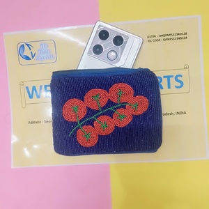 กระเป๋าใส่เหรียญลูกปัดเชอร์รี่ทำมือ กระเป๋าซิปน่ารักลายผลไม้ กระเป๋าใส่เงินขนาดเล็ก กระเป๋าคลัทช์ลูกปัดแก้วทำมือ กระเป๋าใส่เหรียญสำหรับเดินทาง - Product Image 2