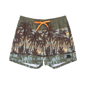 Shorts de plage décontractés pour hommes, respirants, infroissables, en toile de polyester, à taille mi-haute, avec cordon de serrage et logo personnalisé imprimé numériquement sur le devant - Product Image 1
