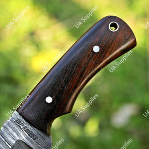 Cuchillo de caza fijo de acero de Damasco de 7 pulgadas con hoja de punta caída y espiga completa, afilado como una navaja, de alta gama, para camping y uso diario (EDC), disponible para DIY y OEM/ODM. - Product Image 5