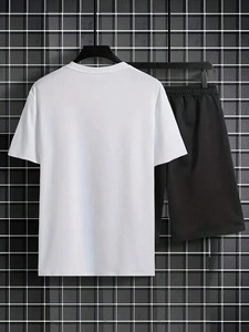 Conjunto de Camiseta y Pantalones Cortos Deportivos de Verano para Hombre, de Algodón, de Alta Calidad, Secado Rápido, Estilo Urbano, Negro, Manga Corta, OEM, Precio Económico, Transpirable - Product Image 4