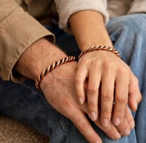 Twisted Rope Cuff Bangle <b>Bracelet</b> Solid Copper Adjustable Braided Cable Wristband <b>Couple</b> Set Unisex Ayurvedic Therapeutic Bio - Product Image 1