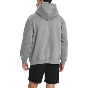 Sudadera con Capucha para Hombre, Estilo Hip Hop, Lavado Ácido, Efecto Desgastado, con Pedrería Bordada, Estampado, Oversize, Negra, Invierno - Product Image 5