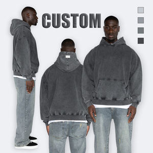 Sweat à capuche surdimensionné personnalisé pour homme, en tissu éponge solide 500 GSM, avec logo, 100% coton, style streetwear vintage, effet délavé à l'acide - Product Image 1