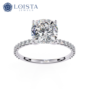 <b>Custom</b> 18K Gold Synthetic Diamond <b>Ring</b> Multi-Style Diamond Jewelry Cushion Shape Solitaire Diamond <b>Ring</b> - Product Image 2