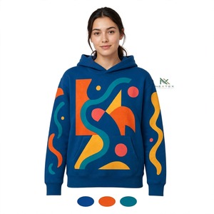 Men <b>Women</b> Navy <b>Blue</b> Retro Abstract Geometric Shape Print <b>Hoodie</b> 90s Memphis Style Cotton Fleece Casual Winter Pullover Tops - Product Image 6
