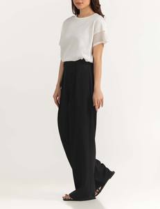 เสื้อยืดแฟชั่นสุดฮิต ผ้าฝ้าย 100% เสื้อยืดผู้หญิงทรงโอเวอร์ไซส์สีขาว แขนตาข่าย แฟชั่น Gen Z เสื้อยืด OEM - Product Image 5