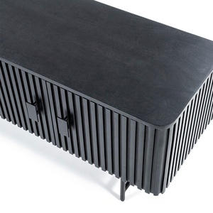 Ensemble de luxe noir haut de gamme fabriqué à la main, Style 3D, cadre métallique en bois massif, nouvel arrivage, large Console multimédia, meuble TV - Product Image 3