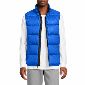 Gilet matelassé décontracté pour homme, respirant, écologique, col montant, fermeture éclair, 100 % polyester, vêtement d'extérieur d'hiver - Product Image 5