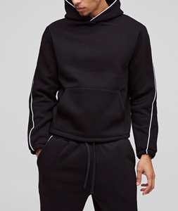 Custom Custom Made Front Heavyweight Winter Hoodie Baggy <b>Joggers</b> Sweatsuit <b>White</b> Piping Two-Piece Breathable Streetwear 100% - Product Image 6
