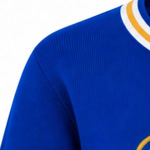 Royal Blue RHOyalty Crown Sweater with Gold Script Embroidery White Gold Striped Crew <b>Neck</b> Women's Sorority Custom Knit Pullover - Product Image 6