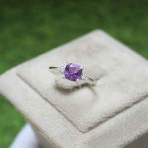 Bague artisanale en argent sterling avec améthyste taille coussin, pierre de naissance de février, pour femme, cadeau de bijoux, vente en gros - Product Image 4